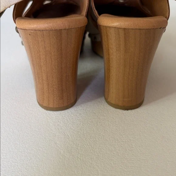 Korks by Kork Ease Platform Clogs Sandals in Washed Tan Buckle Studs Size 7 - Picture 8 of 10